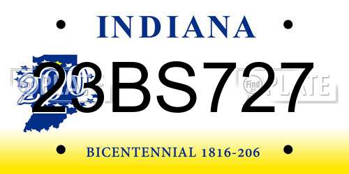 23BS727 Indiana License Plate