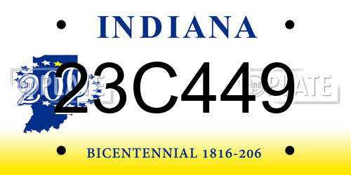 23C449 Indiana License Plate