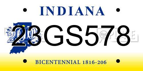 23GS578 Indiana License Plate