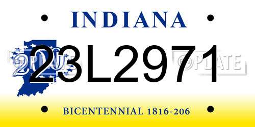 23L2971 Indiana License Plate