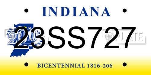 23SS727 Indiana License Plate
