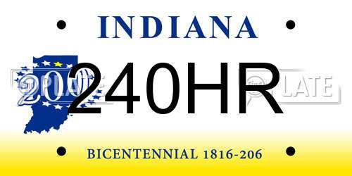 240HR Indiana License Plate