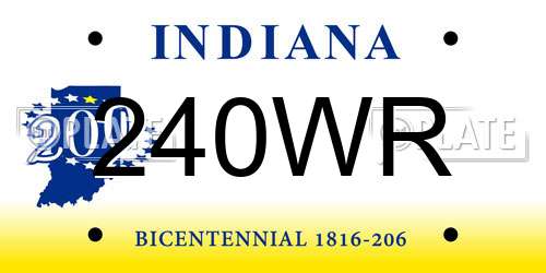 240WR Indiana License Plate
