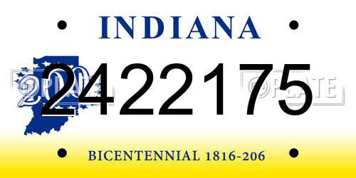 2422175 Indiana License Plate