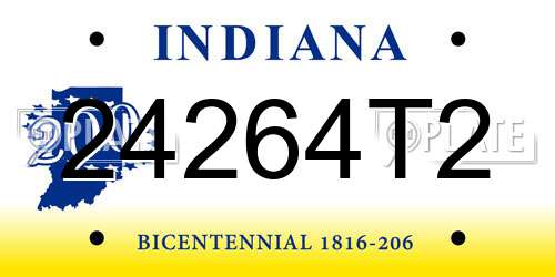 24264T2 Indiana License Plate
