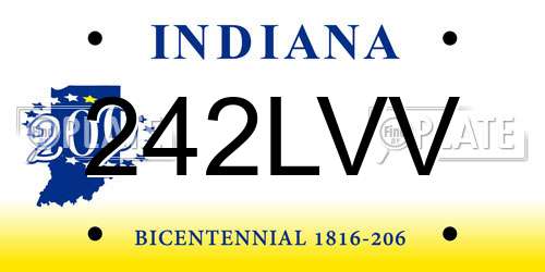 242LVV Indiana License Plate