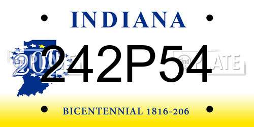 242P54 Indiana License Plate
