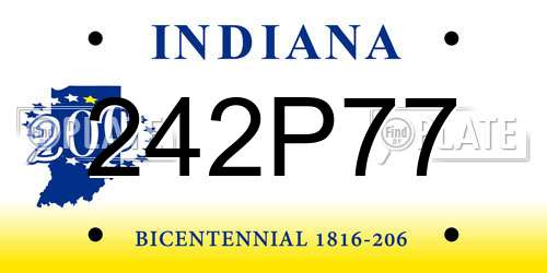 242P77 Indiana License Plate
