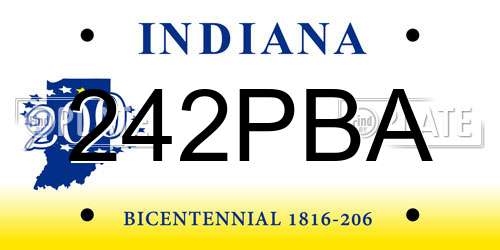 242PBA Indiana License Plate