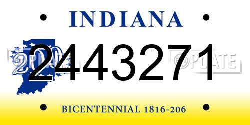 2443271 Indiana License Plate