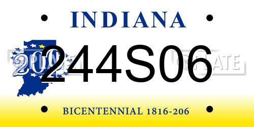 244S06 Indiana License Plate