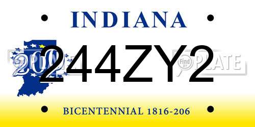 244ZY2 Indiana License Plate