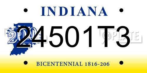 24501T3 Indiana License Plate