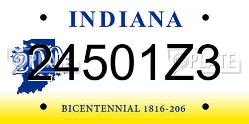 24501Z3 Indiana License Plate