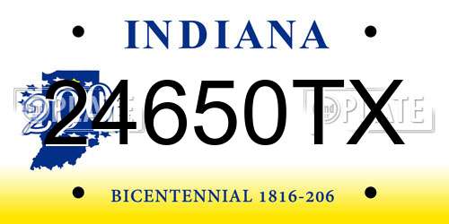 24650TX Indiana License Plate