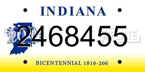 2468455 Indiana License Plate