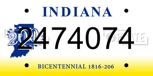 2474074 Indiana License Plate