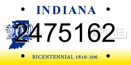 2475162 Indiana License Plate