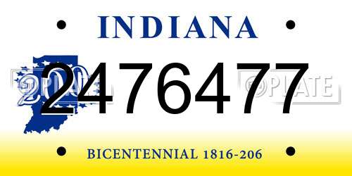 2476477 Indiana License Plate