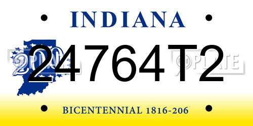 24764T2 Indiana License Plate