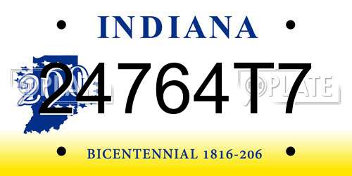24764T7 Indiana License Plate