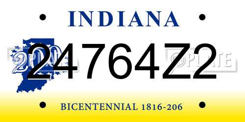 24764Z2 Indiana License Plate