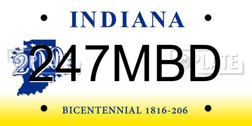 247MBD Indiana License Plate