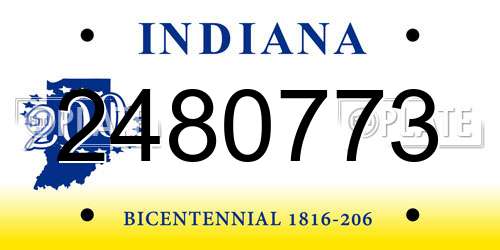 2480773 Indiana License Plate