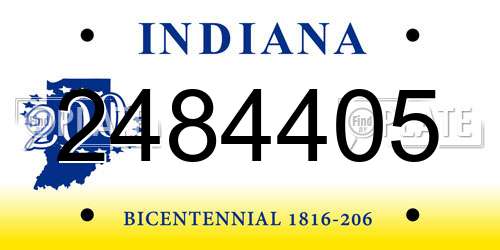 2484405 Indiana License Plate