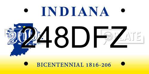 248DFZ Indiana License Plate