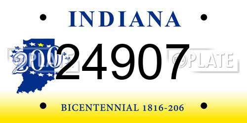 24907 Indiana License Plate