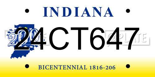 24CT647 Indiana License Plate
