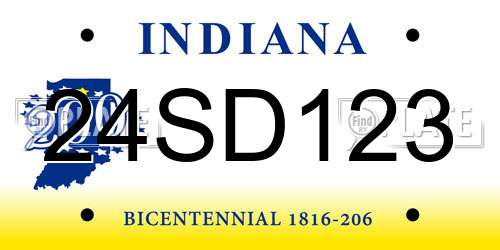 24SD123 Indiana License Plate
