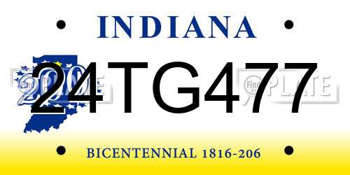 24TG477 Indiana License Plate