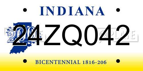 24ZQ042 Indiana License Plate