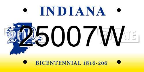 25007W Indiana License Plate