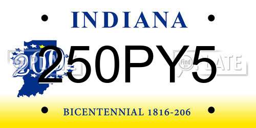 250PY5 Indiana License Plate