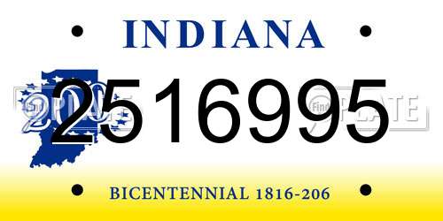 2516995 Indiana License Plate