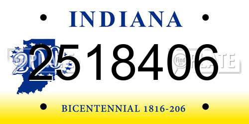 2518406 Indiana License Plate