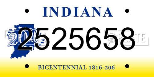 2525658 Indiana License Plate