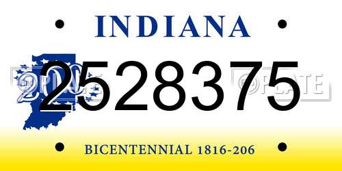 2528375 Indiana License Plate
