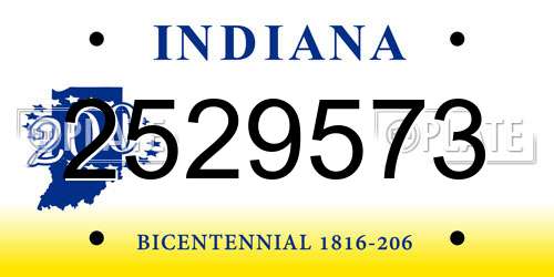 2529573 Indiana License Plate
