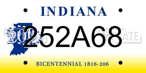 252A68 Indiana License Plate