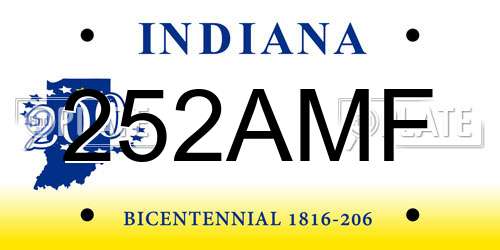 252AMF Indiana License Plate