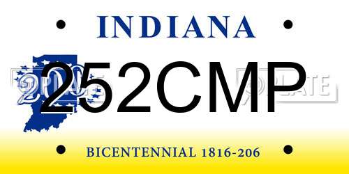 252CMP Indiana License Plate