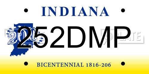 252DMP Indiana License Plate