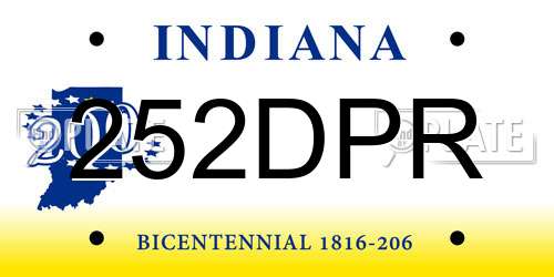 252DPR Indiana License Plate