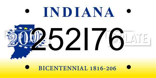 252I76 Indiana License Plate