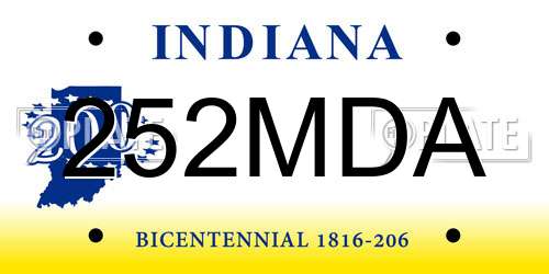 252MDA Indiana License Plate