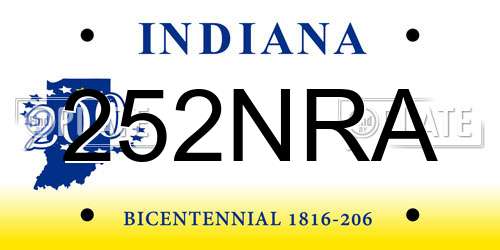 252NRA Indiana License Plate